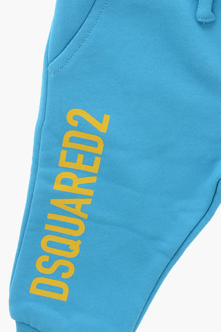 Brushed Cotton Joggers with Printed Logo and Cuffs