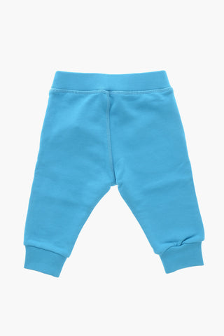 Brushed Cotton Joggers with Printed Logo and Cuffs