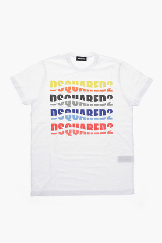 T-Shirt Girocollo in Cotone con Logo Stampato