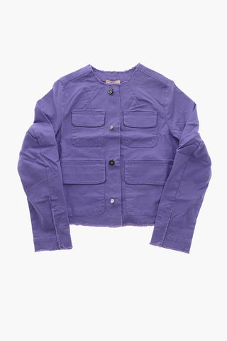 Giubbotto Utility in Misto Cotone con Bottoni Gioiello