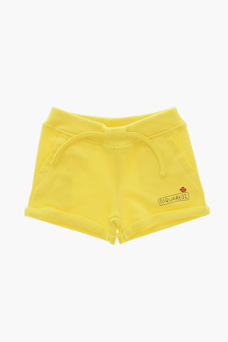 Shorts in Cotone Garzato con Risvolto