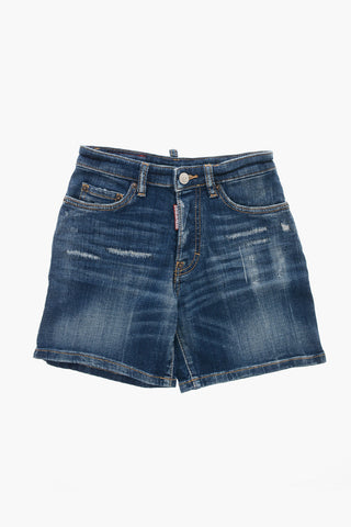 Shorts in Denim Delavè con Passanti