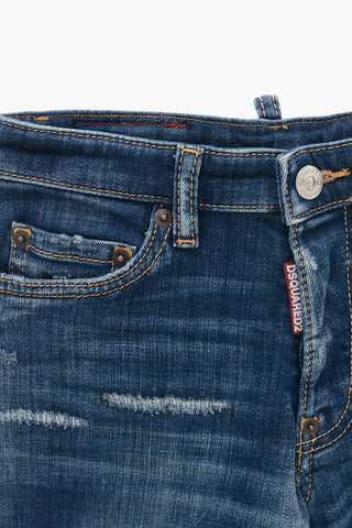 Shorts in Denim Delavè con Passanti