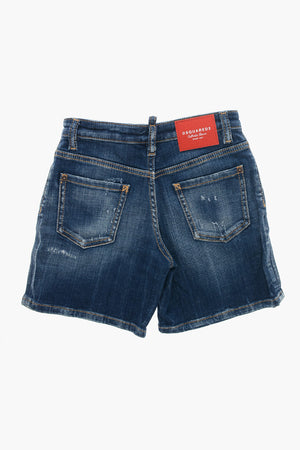 Shorts in Denim Delavè con Passanti
