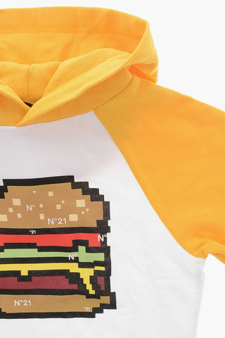 Bicolor Baumwoll-Hoodie HAMBURGER