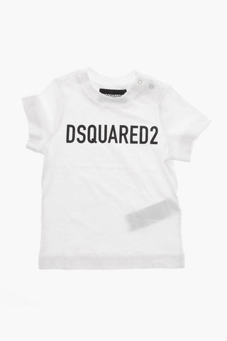 T-Shirt Girocollo in Cotone con Logo Frontale