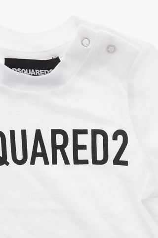 T-Shirt Girocollo in Cotone con Logo Frontale