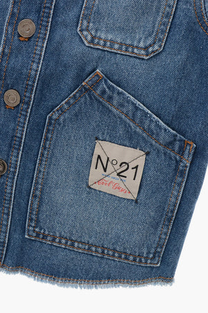 Giubbotto in Denim con Dettagli Patchwork