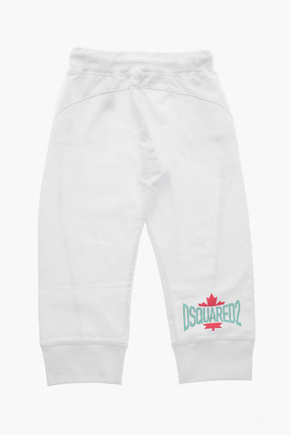 Cropped-Fit Jogginghose aus angerauter Baumwolle mit Logoprint
