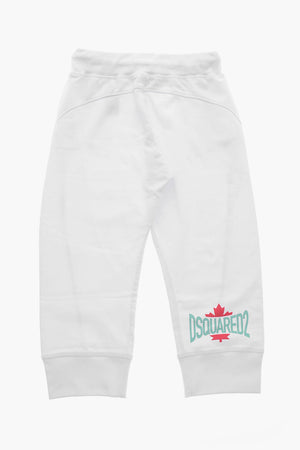 Cropped-Fit Jogginghose aus angerauter Baumwolle mit Logoprint