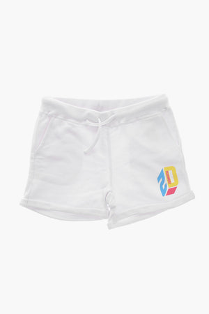 Shorts in Cotone Garzato con Risvolti
