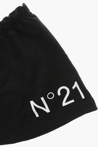 Brushed Cotton Skirt with Printed Logo