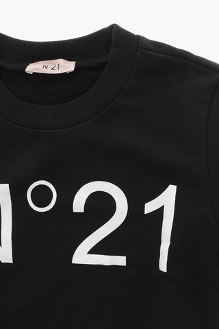 Rundhals-Sweatshirt aus angerauter Baumwolle mit aufgedrucktem Logo