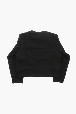 Rundhals-Sweatshirt aus angerauter Baumwolle mit aufgedrucktem Logo