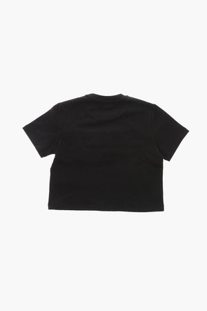 T-Shirt mit Rundhalsausschnitt aus Baumwolle mit flockiertem Logo