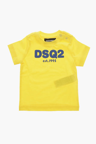 Baumwoll-Rundhals-T-Shirt mit Logodruck
