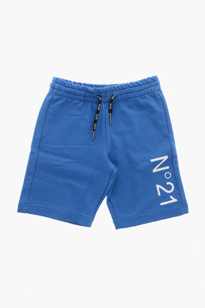 Brushed Cotton Shorts with Printed Logo