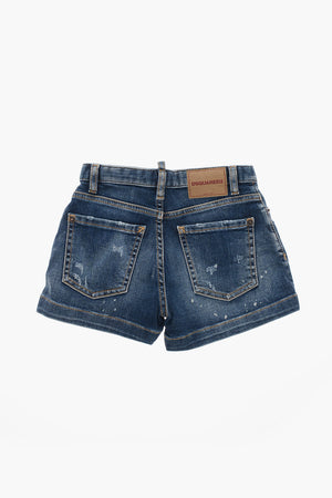 Shorts in Denim con Dettaglio Distressed