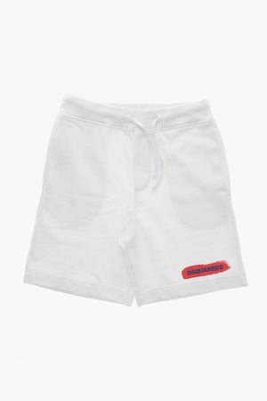 Shorts in Cotone Garzato con Logo Stampato