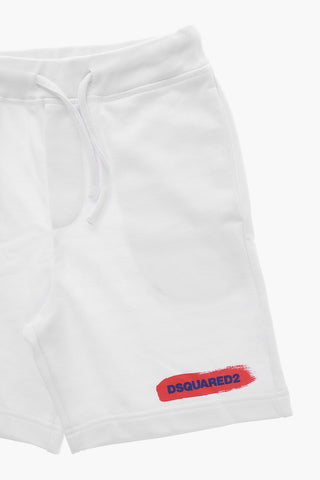 Brushed Cotton Shorts with Printed Logo