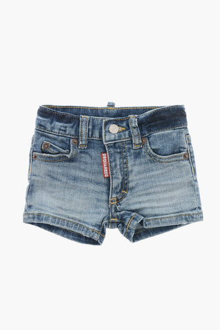 Délavé Denim Shorts with Belt Loops