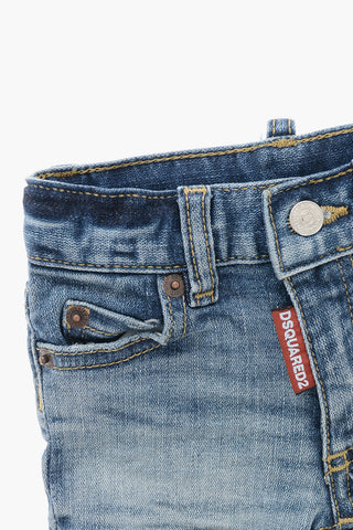 Délavé Denim Shorts with Belt Loops