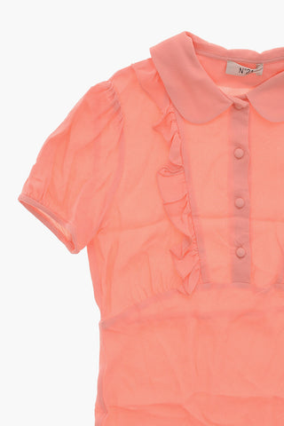 Chiffon Shirt Dress with Ruffle Detail
