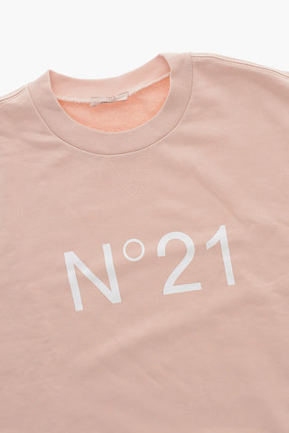 Brushed Cotton Tee Dress with 3/4 Sleeves and Printed Logo