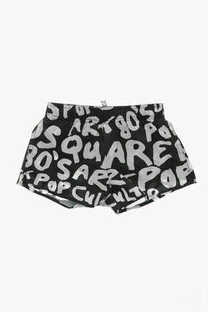 Boxer Swim Trunks with Monogram Motif