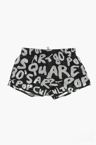 Boxer Swim Trunks with Monogram Motif