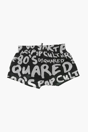 Boxer Swim Trunks with Monogram Motif