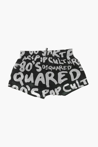 Boxer Swim Trunks with Monogram Motif