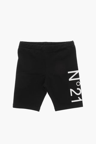 Stretch-Baumwoll-Biker-Shorts Mit Aufgedrucktem Logo