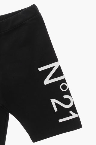 Stretch-Baumwoll-Biker-Shorts Mit Aufgedrucktem Logo