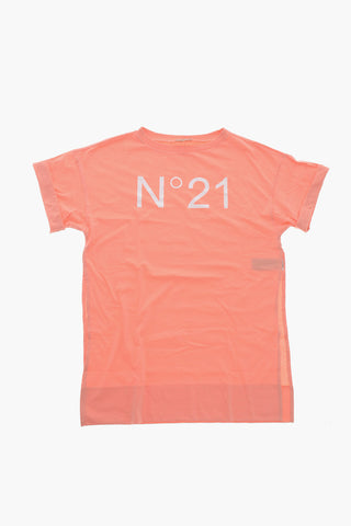 Cotton Tee Dress Cover-Up with Printed Logo