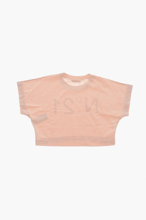 Cropped Rundhals-T-Shirt mit aufgedrucktem Logo