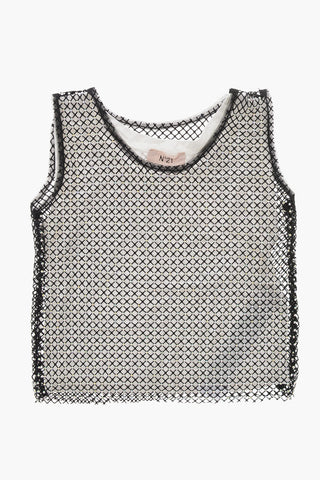Mesh Tank Top with All-Over Crystals