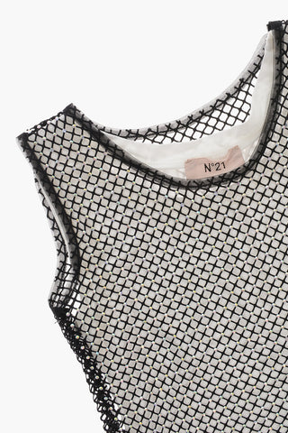Mesh Tank Top with All-Over Crystals