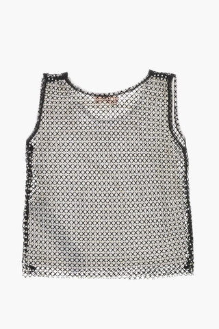 Mesh Tank Top with All-Over Crystals