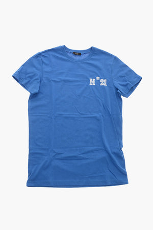Cotton Crewneck T-Shirt with Printed Logo