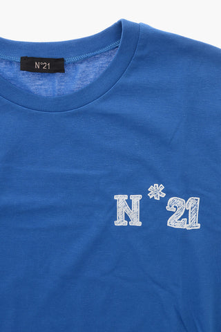 Cotton Crewneck T-Shirt with Printed Logo