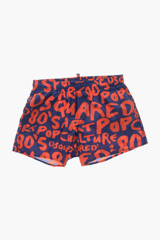 Boxer Swim Trunks with Monogram Motif