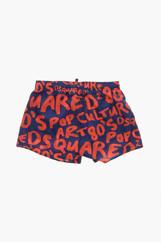 Boxer Swim Trunks with Monogram Motif
