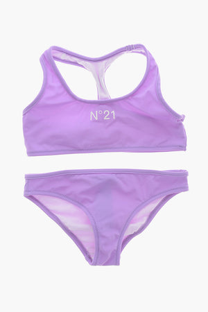 Bikini-Set aus Stretchstoff mit aufgedrucktem Logo