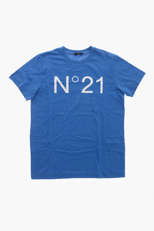 Cotton Crewneck T-Shirt with Printed Logo