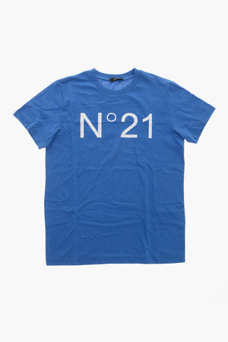 Cotton Crewneck T-Shirt with Printed Logo