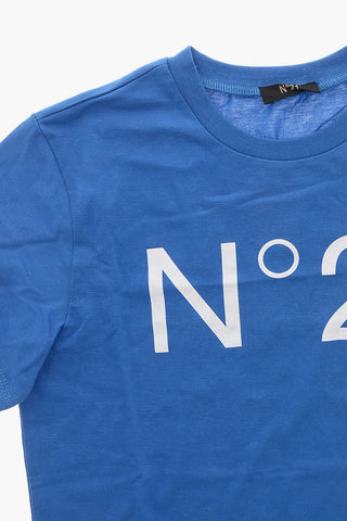 Cotton Crewneck T-Shirt with Printed Logo