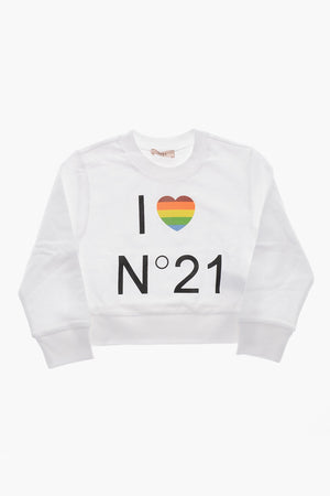 Sweatshirt mit Rundhalsausschnitt aus gebürsteter Baumwolle I LOVE N21