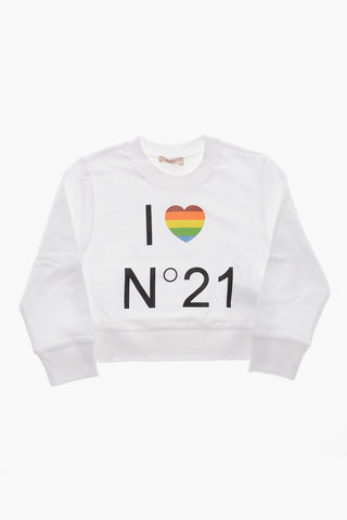 Sweatshirt mit Rundhalsausschnitt aus gebürsteter Baumwolle I LOVE N21