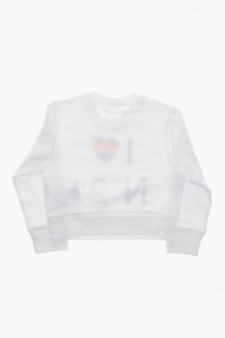 Sweatshirt mit Rundhalsausschnitt aus gebürsteter Baumwolle I LOVE N21